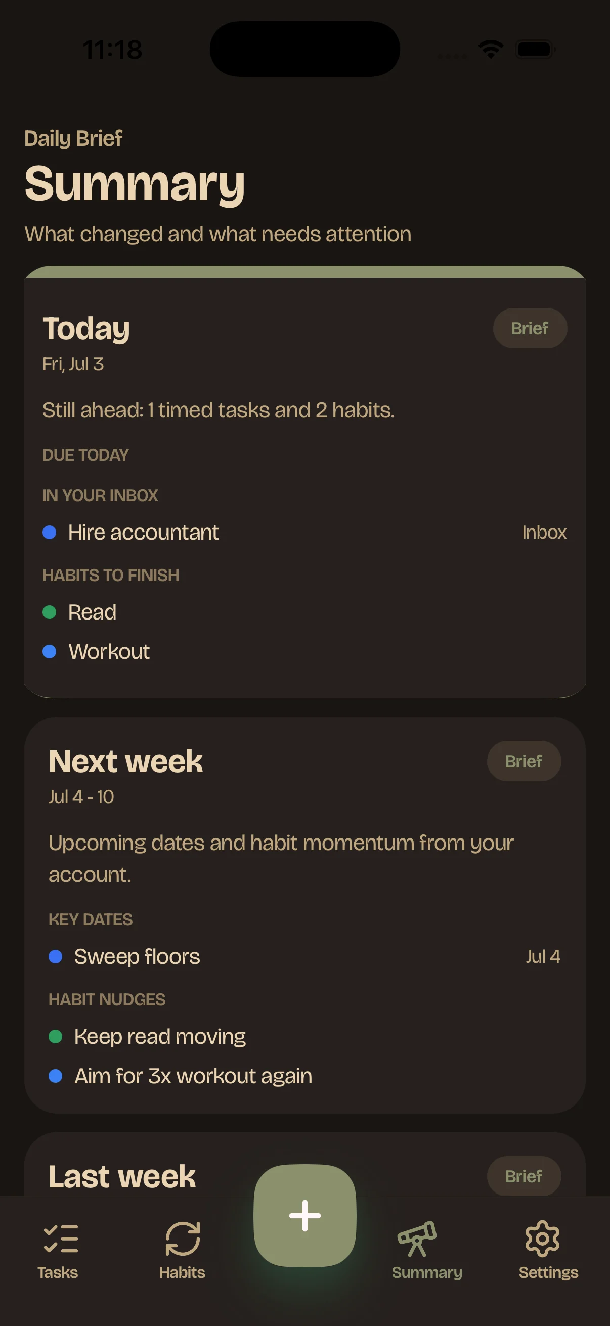 Tendi daily summary on iPhone