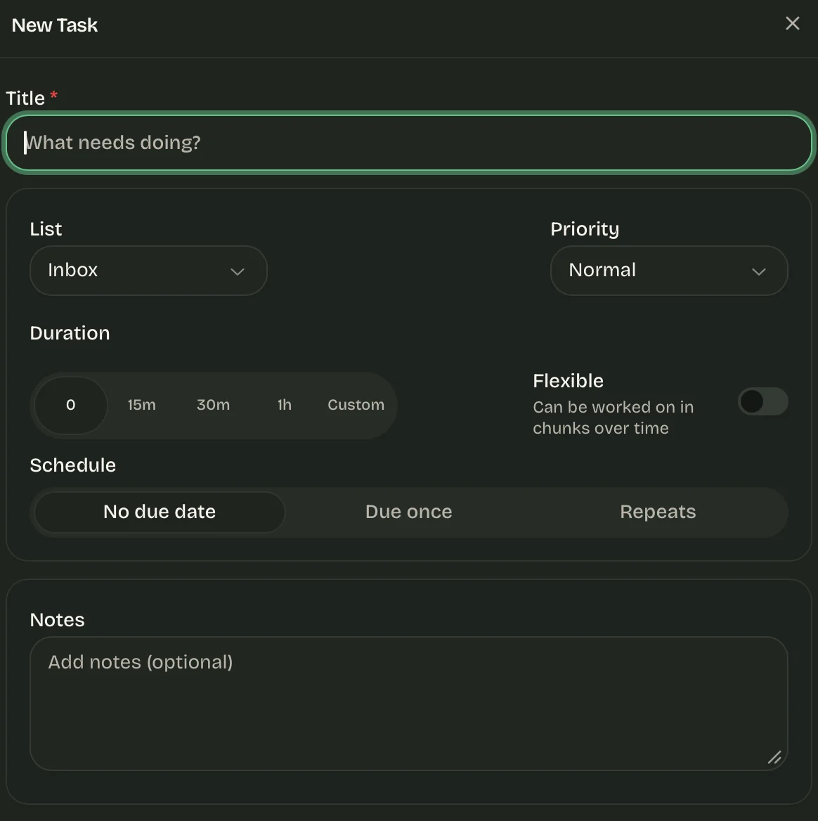 Adding a new task in Tendi