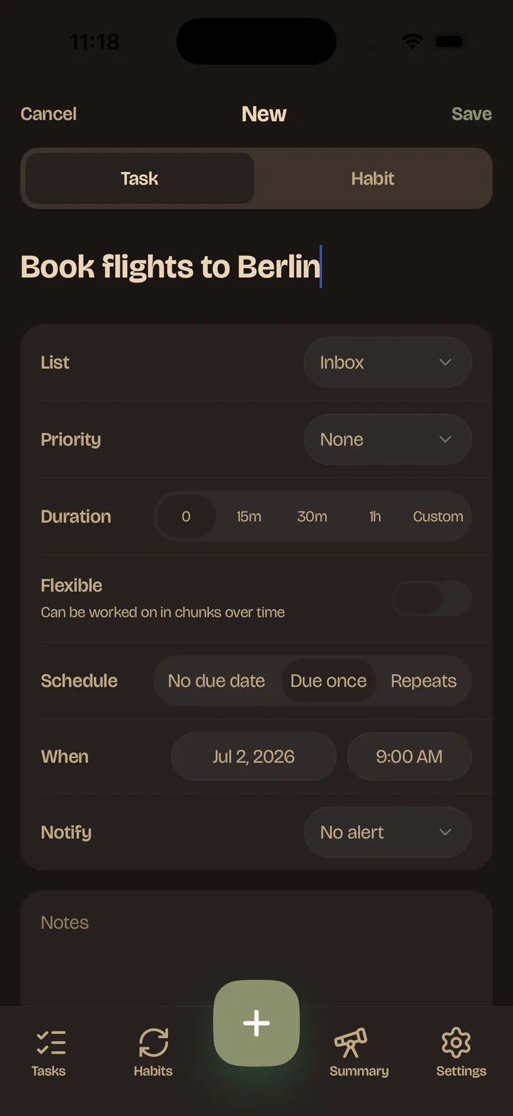 Adding a task in Tendi on iOS