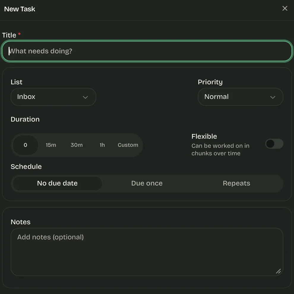 Adding a new task in Tendi